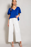V-NECK PUFF SLEEVE BLOUSE TOP