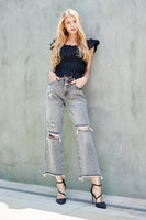 HIGH RISE DISTRESSED MOM JEANS