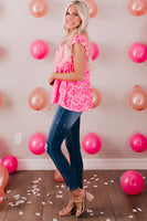 Leopard Round Neck Tiered Blouse
