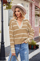 Striped Johnny Collar Sweater